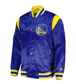 Golden State Warriors Force Play Royal Blue Satin Varsity Jacket