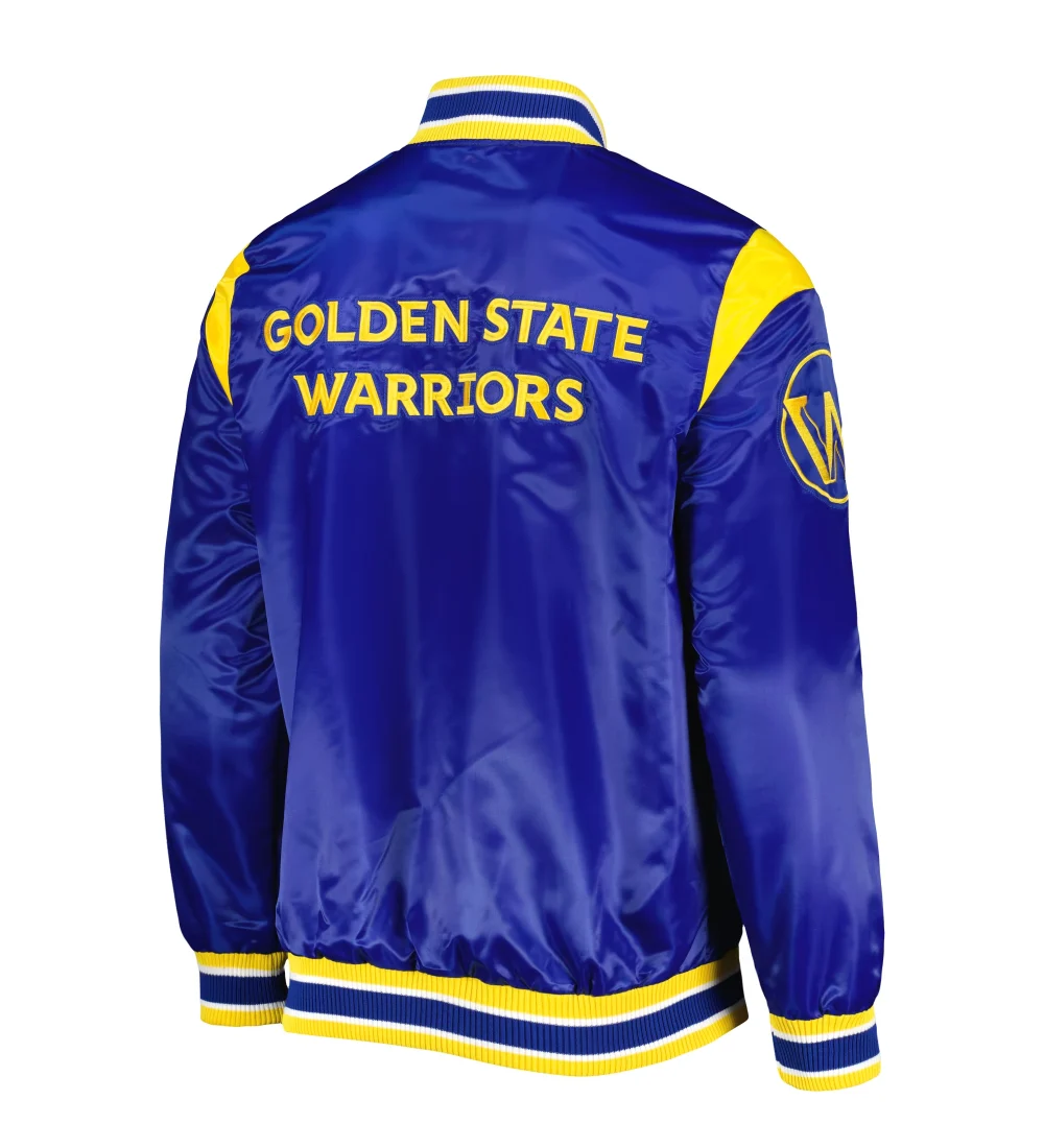 Golden State Warriors Force Play Royal Blue Satin Varsity Jacket