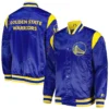 Golden State Warriors Force Play Royal Blue Satin Varsity Jacket