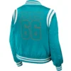 Miami Dolphins Full Zip Classic Rib Satin Varsity Jacket - Image 2