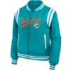 Miami Dolphins Full Zip Classic Rib Satin Varsity Jacket