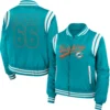Miami Dolphins Full Zip Classic Rib Satin Varsity Jacket - Image 3