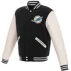 Miami Dolphins Classic Rib Two Tone Wool & Leather Varsity Jacket