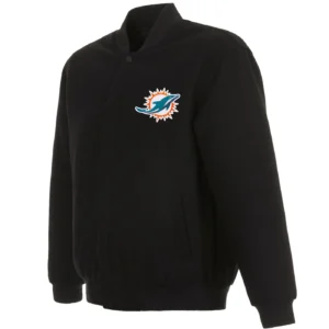 Miami Dolphins Classic Rib Full Wool One Color Varsity Jacket