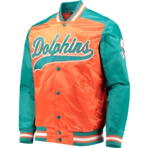 Miami Dolphins Classic The Tradition II Satin Varsity Jacket