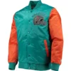Miami Dolphins Locker Room Throwback Vintage Satin Varsity Jacket With Logo