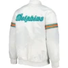 Miami Dolphins Classic Vintage Satin Varsity White Jacket - Image 2