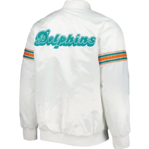 Alternative view of Miami Dolphins Classic Vintage Satin Varsity White Jacket