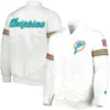 Miami Dolphins Classic Vintage Satin Varsity White Jacket - Image 3