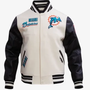 Miami Dolphins Classic Wool & Leather Varsity Jacket