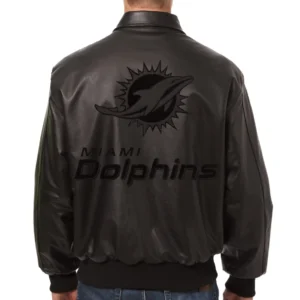 Alternative view of Miami Dolphins Football Team Players Leather Varsity Jacket