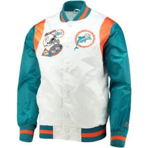 Miami Dolphins Retro The All-American Football Team Players Satin Varsity Jacket