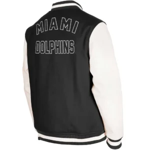 Alternative view of Miami Dolphins 3rd Down 2.0 Football Team players Wool & Leather Varsity Jacket