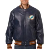 Miami Dolphins  Full Leather Navy Varsity Jacket