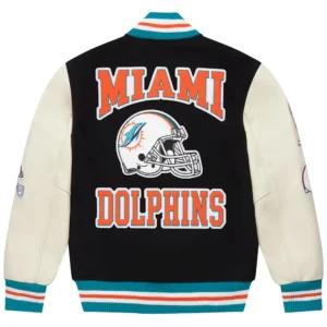Alternative view of Miami Dolphins OVO Black Full-Snap Varsity Jacket