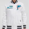 Miami Dolphins Retro Classic Rib Satin Varsity Jacket