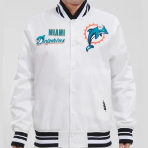 Miami Dolphins Retro Classic Rib Satin Varsity Jacket