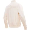 Miami Dolphins Neutral Satin Varsity Zipper Jacket - Image 2