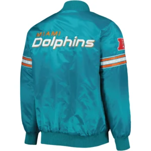 Alternative view of Miami Dolphins The Power Forward Team Players Satin Varsity Jacket