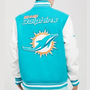 Alternative view of Miami Dolphins Team Players Wool & Leather Varsity Jacket