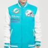 Miami Dolphins Team Players Wool & Leather Varsity Jacket
