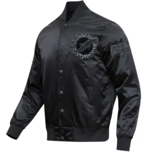 Miami Dolphins Triple Black Satin Varsity Jacket