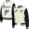 Miami Dolphins Classic Wool & Leather Varsity Jacket - Image 3