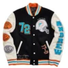 Miami Dolphins Letterman Wool & Leather Varsity Jacket Black & White