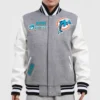 Miami Dolphins Classic Wool & Leather Varsity Jacket Heather Grey & White