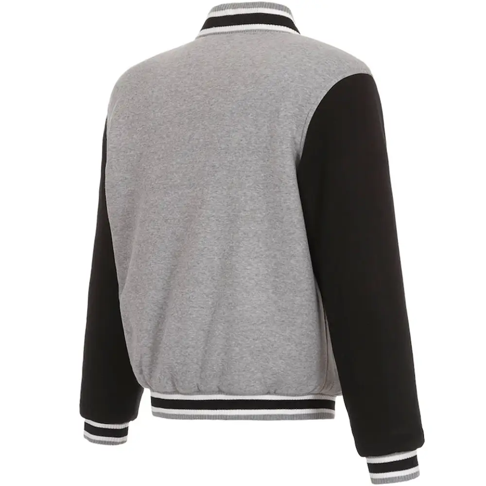 Miami Dolphins Full Wool Two Tone Varsity Jacket Gray & Black - Image 2