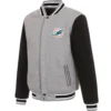 Miami Dolphins Full Wool Two Tone Varsity Jacket Gray & Black