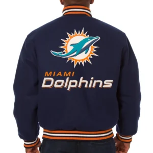 Alternative view of Miami Dolphins Full Wool One Color Varsity Navy Jacket