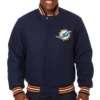 Miami Dolphins Full Wool One Color Varsity Navy Jacket