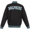 Miami Dolphins Black Satin Varsity Jacket - Image 2