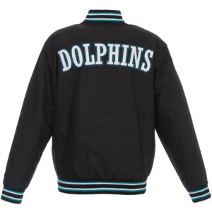 Alternative view of Miami Dolphins Black Satin Varsity Jacket