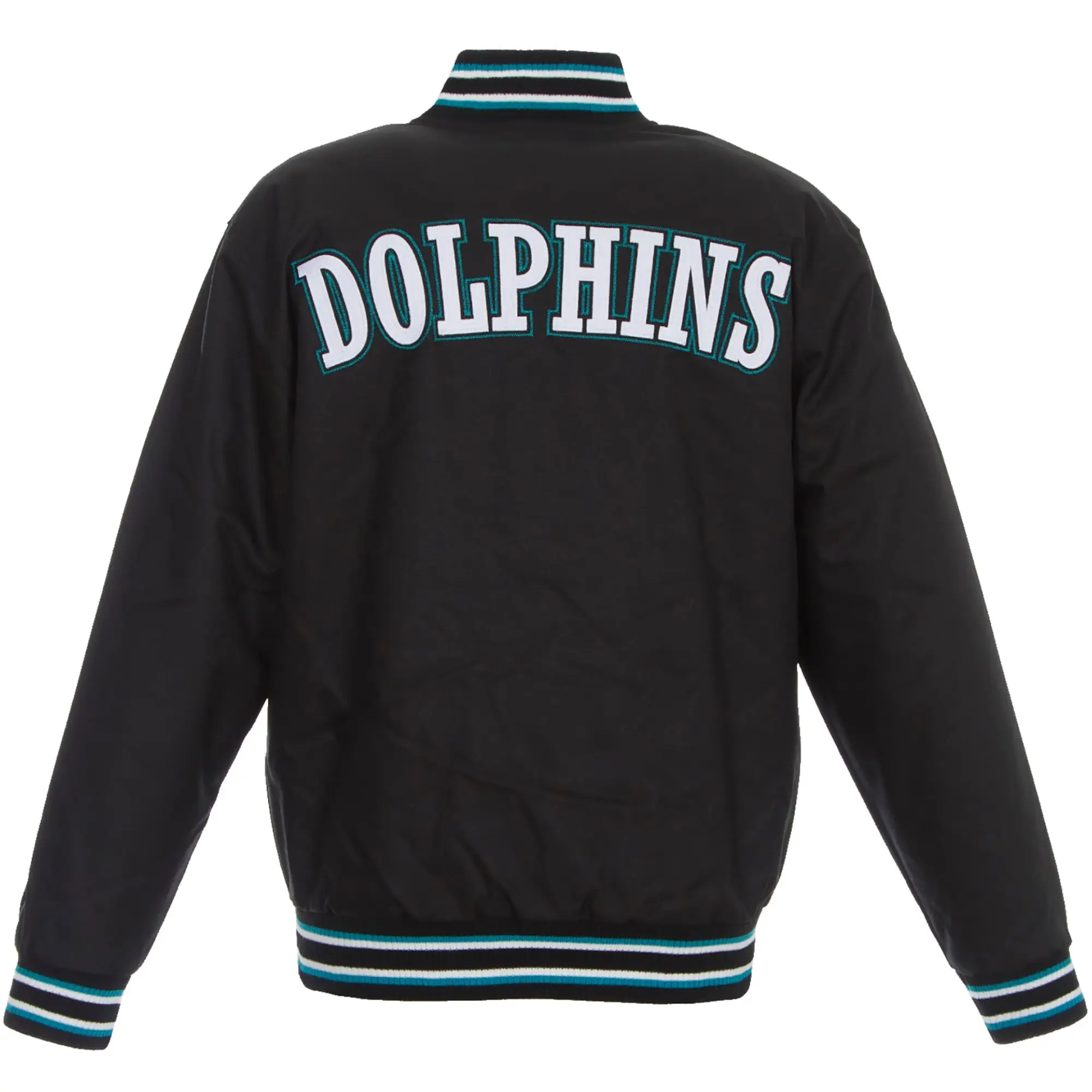 Miami Dolphins Black Satin Varsity Jacket - Image 2