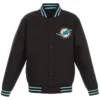 Miami Dolphins Black Satin Varsity Jacket