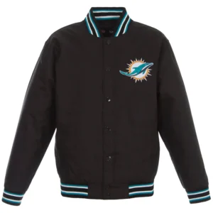 Miami Dolphins Black Satin Varsity Jacket