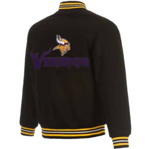 Alternative view of Minnesota Vikings Black Full Wool One Color Varsity Jacket
