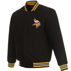 Minnesota Vikings Black Full Wool One Color Varsity Jacket