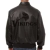Minnesota Vikings Bomber Full Leather Black Varsity Jacket - Image 2