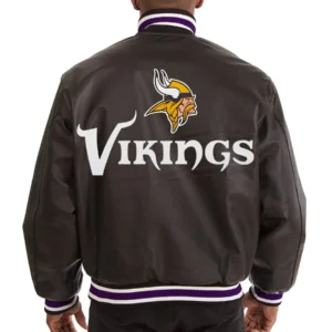 Alternative view of Minnesota Vikings Full Leather Black Varsity Jacket