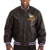 Minnesota Vikings Full Leather Black Varsity Jacket