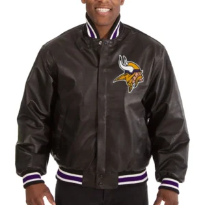 Minnesota Vikings Full Leather Black Varsity Jacket