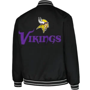Alternative view of Minnesota Vikings Classic Rib Satin Black Varsity Jacket