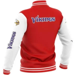 Alternative view of Minnesota Vikings  Vintage Bomber Classic Rib Satin Varsity Jacket Red & White