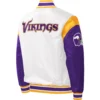 Minnesota Vikings Pitch Classic Rib Starter White Satin Varsity Jacket - Image 2