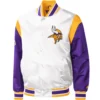 Minnesota Vikings Pitch Classic Rib Starter White Satin Varsity Jacket