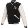 Minnesota Vikings Classic Rib Two Tone Wool & Leather Varsity