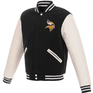 Minnesota Vikings Classic Rib Two Tone Wool & Leather Varsity